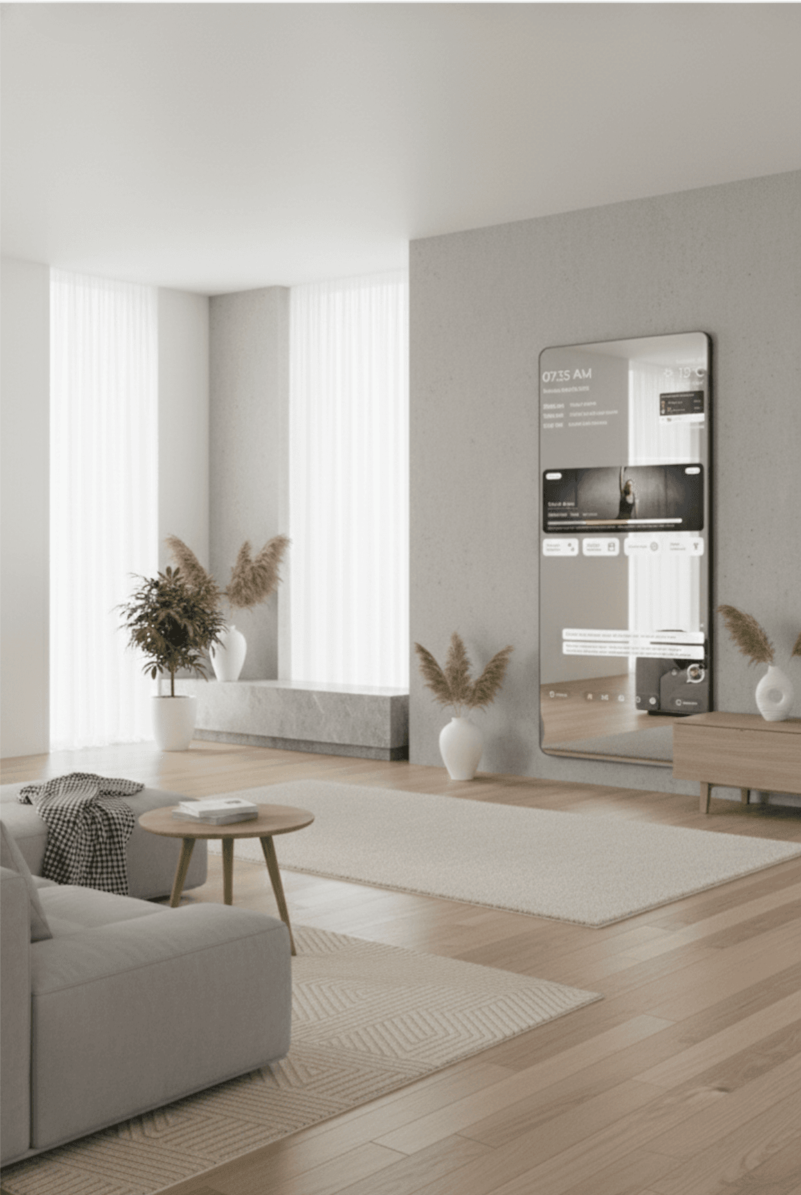 Person interacting with FITnest smart mirror